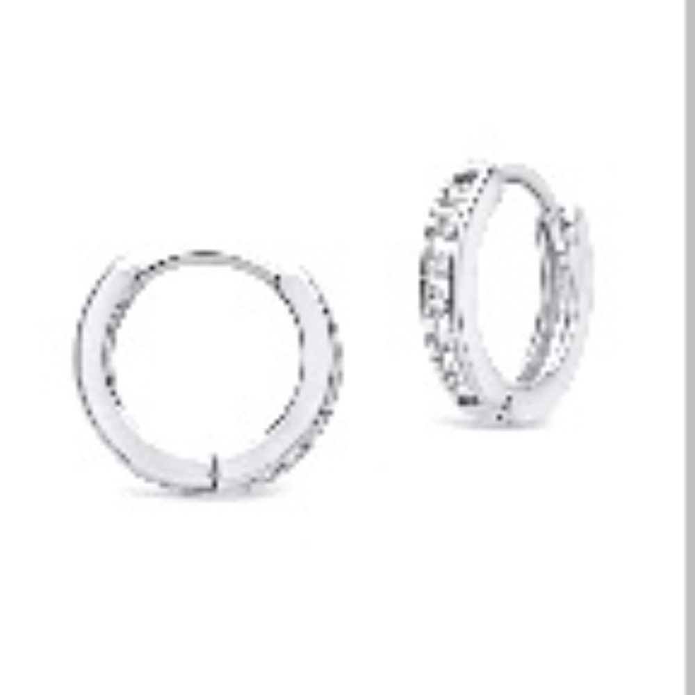Sterling Forever Silver CZ Micro Hoops Huggies